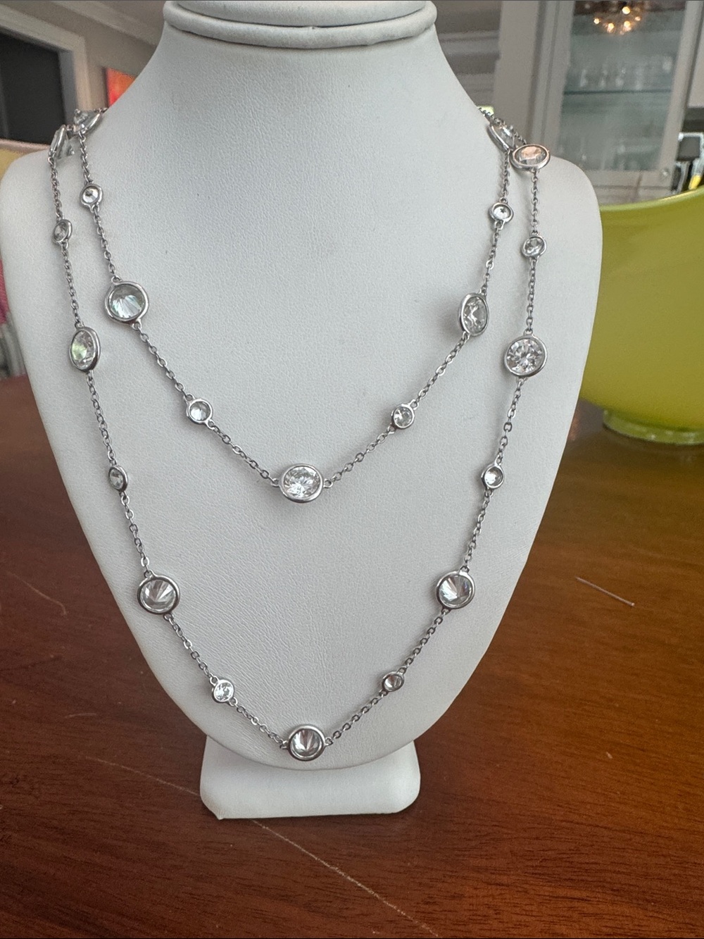 Silver-tone Crystal Station Layered Necklace - Clear